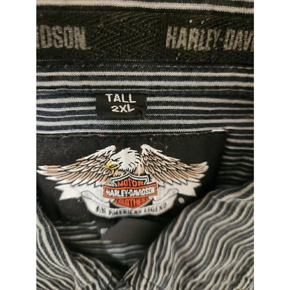 Harley-Davidson 2X long sleeved button-down strip shirt